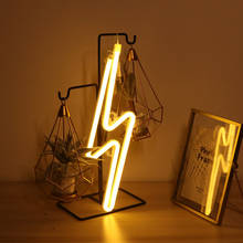 Placa de luz led em forma de lightning, candeeiro de mesa decorativo em forma de neon para festa e sala de estar, presente de natal 2024 - compre barato