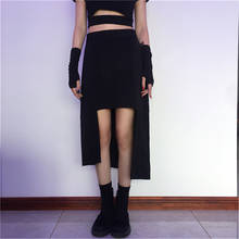 Women Summer Sexy Mid Skirts Lady Irregular Length Solid Color Fashion Skirt Female Black 2024 - buy cheap