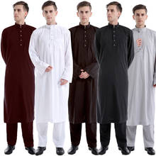 Islamic Clothing Men Muslim Robe Arab Thobe Ramadan Costumes Solid Arabic Pakistan Saudi Arabia Abaya Male Full Sleeve National 2024 - buy cheap