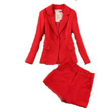 Two-piece women's suit suit jacket shorts suit women spring and summer new small suit jacket fashion casual two-piece suit red 2024 - buy cheap