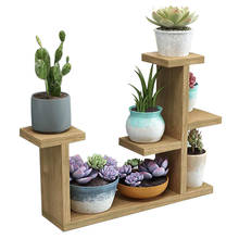 Flower Pot Bracket Shelf Rack Organizer Simple Bonsai Garden Indoor Wooden Succulent Small Desktop Display Plant Stand 2024 - buy cheap