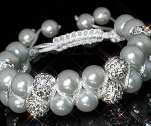 Nuevo estilo! 10mm simulado bola cuentas brazaletes negro resina perla FRDG joyería de la pulsera de regalo de Navidad de cristal Shamballa 2024 - compra barato