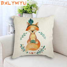 Nordic Cartoon Animals Linen Seat Cushion Deer Rabbit Hedgehog Fox Printed Pillowcase Decorative Cushion for Sofa Home Decor 2024 - buy cheap