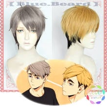 ¡Anime Haikyuu! Miya Osamu Atsumu-pelo sintético resistente al calor para Cosplay, corto, Color mezclado, fiesta de Carnaval y Halloween, peluca gratis 2024 - compra barato