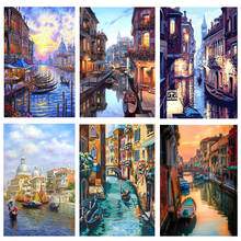 RUOPOTY Frame DIY Painting By Numbers Kits Venice night Landscape Wall Art canvas pictures by numbers 60x75cm  Home Decor Art 2024 - buy cheap