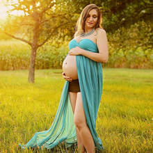 Women Dress Maternity Photography Props Off Shoulder Blackless Maternity Dresses For Pregnant Long Sleeve Split Dress 2024 - buy cheap