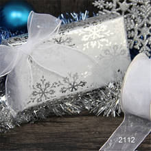 Cinta de organza transparente para embalaje de regalo, cinta blanca de 38mm X 25 yardas con bordes cableados N2112 2024 - compra barato