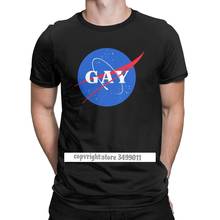 Gay Pride Logo Vintage Tops T Shirt Men Space Gay Queer LGBT Fitness Clothes Design Tee Shirt Cotton Crewneck T-Shirt 2024 - buy cheap