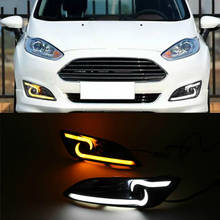 2Pcs LED Daytime Running Light For Ford Fiesta 2013 2014 2015 2016 Fog lamp cover with Yellow Turning signal Lights 2024 - buy cheap