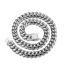 12mm New Fashion Stainless Steel Silver Color Miami Cuban Curb Link Chain Mens Womens Necklace Or Bracelet Jewelry 7-40inch 2024 - buy cheap