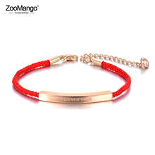 ZooMango-pulsera de titanio de acero inoxidable para mujer, brazalete de amor eterno, cadena de cuerda roja, joyería ZB20015 2024 - compra barato