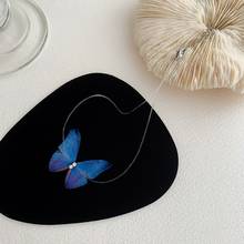 LOVOACC Fairy Blue Gradient Butterfly Necklace for Women Femme Double Layered Yarn Simulation Wing Pendant Necklaces Jewellery 2024 - buy cheap