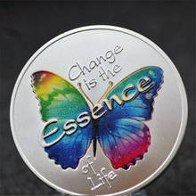 Butterfly Silver Plated Colorful Souvenir Coin for Change is the Essence of Life Collection Gifts 2024 - buy cheap