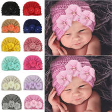 2020 Baby Accessories Clothing Infant Baby Girl Boy Winter Beanie Flower Warm Cap Crochet Knitted Pearls Hat Turban 2024 - buy cheap