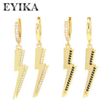 EYIKA 1 Piece Long Lightning Drop Earring for Women White Black Zircon Glossy Hoop Free Match Geometric Pendientes Charm Jewelry 2024 - buy cheap