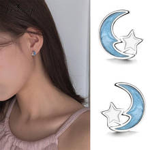 Jisensp K-pop Jewelry Trendy Sweet Moon Star Stud Earrings Goodnight Jewelry for Women Girls Birthday Gift bijoux femme 2024 - buy cheap