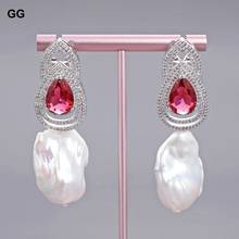 GuaiGuai-pendientes de perlas de circonia cúbica roja, joyería con diamantes de imitación 2024 - compra barato