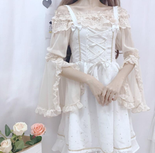 japan style kawaii girl sweet lolita shirt lace Lolita Inside slash neck flare sleeve victorian shirt gothic lolita top cos loli 2024 - buy cheap