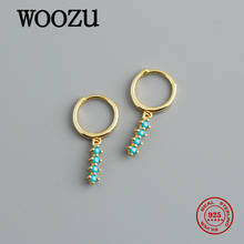 WOOZU New Fashion Bohemian Bar Blue Zircon Charm Drop Earrings for Women Genuine 925 Sterling Silver Party Chic Jewelry Gift 2024 - buy cheap