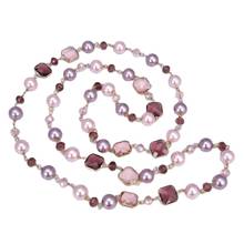 GG Jewelry-collar largo con perlas de cristal, collar multicolor de concha de mar de 48 pulgadas 2024 - compra barato