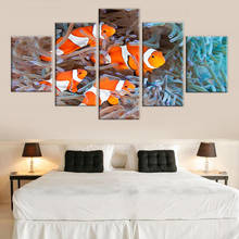 Подводный мир Рыба Клоун Рыба коралловый риф Картина на холсте картины гостиная Плакаты для спальни и принты настенное искусство домашний декор 2024 - купить недорого