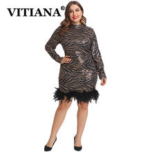 VITIANA Women Plus Size 5XL Sequined Party Dress For Fat Womens Feathers  Sexy Party Dresses Femme Mini Vestidos Female Clubwear 2024 - buy cheap