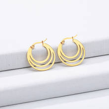 Hollow Round Stainless Steel Earrings Women Simple Stud Earrings European Modern Female Base Earing Gifts Bijoux Femme Jewelry 2024 - buy cheap