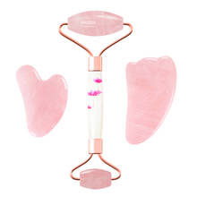 Rose Quartz Face Roller Eternal Flower Roller Gouache Scraper for Anti-Aging Natural Pink Crystal Gua Sha Massage Skin Care Tool 2024 - buy cheap