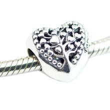 Flourishing Heart Beads for Charms Bracelets Women 925 Sterling Silver Jewelry DIY Hearts Tree Charm Beads for Jewelry Making 2024 - buy cheap