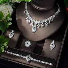 Hibride shinning conjunto de brincos e colar, de zircônio cúbico aaa, joias dubai, conjuntos de joias para mulheres, decoração de parede 2024 - compre barato
