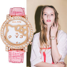 Reloj de pulsera de cuarzo para niños y niñas, pulsera de cuarzo con esfera de diamantes de imitación de oro rosa, a la moda 2024 - compra barato