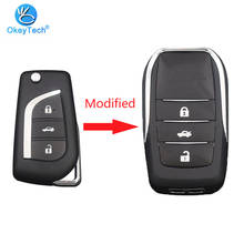 OkeyTech Modified Flip Folding Remote Control Car Key Shell Case For Toyota Corolla Camry Crown RAV4 Auris Yaris Avalon 3 Button 2024 - buy cheap