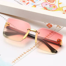 2021 New Stylish Rimless Children Cat Eye Sunglasses Fashion Kid Square Pink Gradient Sun Glasses Boy Girl Goggle UV400 Eyewear 2024 - buy cheap