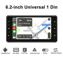 Автомобильный мультимедийный плеер, универсальная стереомагнитола на Android 10, с GPS, Wi-Fi, 6,2 дюйма, Типоразмер 1 Din 2024 - купить недорого