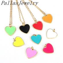 10Pcs Mix color enamel pendant,heart shape color enamel charm pendant necklace fashion  jewelry 2024 - buy cheap