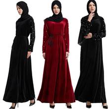 Ramadán Eid Moubarak Kaftan Abaya para mujer, tela de terciopelo, Dubái, Turquía, HIjab musulmán, Djellaba vestido largo, bata larga F2888 2024 - compra barato