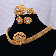 Conjuntos de joyas de circonia de Color dorado para mujer, joyas de boda, collar, pendientes, brazaletes, regalos de boda, Nigeria árabe, Dubái 2024 - compra barato