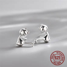 INEFFA Genuine 100% 925 Sterling Silver Cute Cat Leaf Angel Wings  Stud Earring For Women Fashion Sterling Silver Jewelry Gifts 2024 - buy cheap