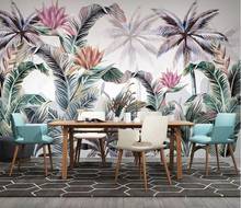 Milofi custom 3D wallpaper Nordic hand painted tropical plants American pastoral retro background wall mural 2024 - buy cheap