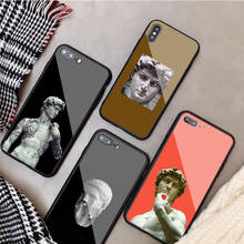 Estátua de david vidro temperado caixa do telefone para o iphone 12 11 pro max 5 6 7 8 plus x xs xr xsmax escudo 12pro capa 2024 - compre barato