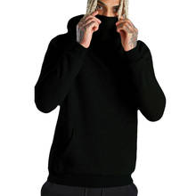 Новинка 2021, мужской осенне-зимний пуловер с капюшоном, однотонный теплый свитшот с капюшоном и лицом, зимний хлопковый свитшот для улицы 2024 - купить недорого