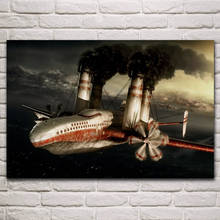 Punk style ship vehicle art Smoke tube aircraft fantasy fabric posters on the wall picture home art living room decoration KM058 2024 - buy cheap