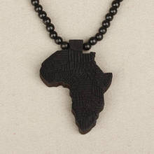 Fashion Africa Map Pendant Necklaces For Women Men Hip Hop Wooden African Maps Hiphop Pendants Long Chain Gifts 2024 - buy cheap