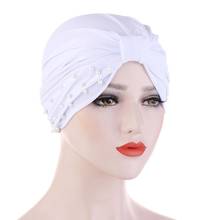 Turbante con volantes y cuentas para mujer musulmana, gorro para quimio y cáncer, accesorios para la pérdida del cabello 2024 - compra barato