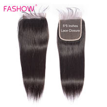 Fashow 5X5 Brazilian Hair Closure Bigger than 4X4 With Baby Hair Hand Tied Natural Look Remy Human Hair Closure Top Lace Closure 2024 - buy cheap