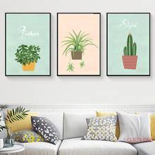 Póster de arte nórdico para decoración del hogar, pintura en maceta de plantas de acuarela minimalista, lienzo para pared de sala de estar, sin marco 2024 - compra barato