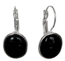 Luxury real LATE TREND ELEGANT NATURAL BLACK AGATE 925 SILVER EARRINGS 11/10" 2024 - buy cheap