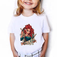 Детская футболка Merida Brave с рисунком принцессы из Диснея, Детская футболка в стиле Харадзюку, судьба, любит бесстрашную футболку, Детская футболка для маленьких девочек 2024 - купить недорого
