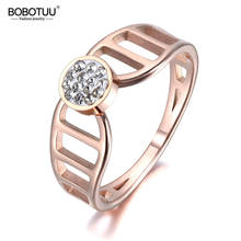 BOBOTUU-anillos de aniversario de Color oro rosa, joyería de acero inoxidable, anillo de cristal de diamantes de imitación para mujer y niña, Anneau BR19007 2024 - compra barato