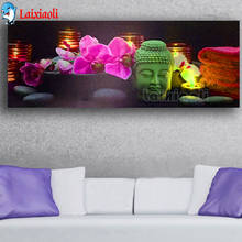 large size 5d diamond painting pink Orchid Buddha zen stone Diamond Embroidery Cross Stitch rhinestone Painting home decoration 2024 - buy cheap